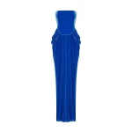 Rasario Velvet Long Midi Dress With Voluminous Sleeves And A Cutout