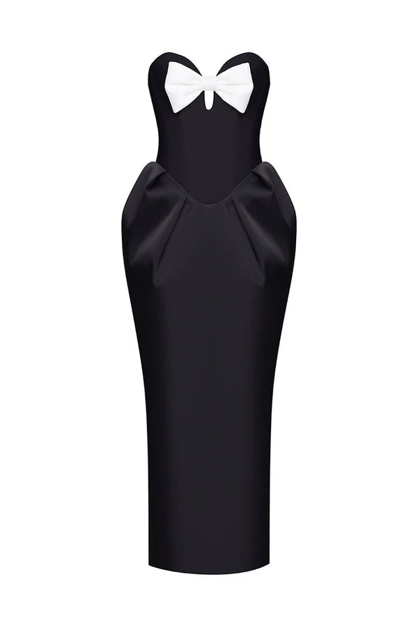 Rasario-Velvet-Long-Midi-Dress-With-Voluminous-Sleeves-And-A-Cutout Rasario Velvet Long Midi Dress With Voluminous Sleeves And A Cutout