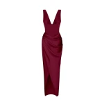Rasario Velvet Maxi Dress With A Side Slit