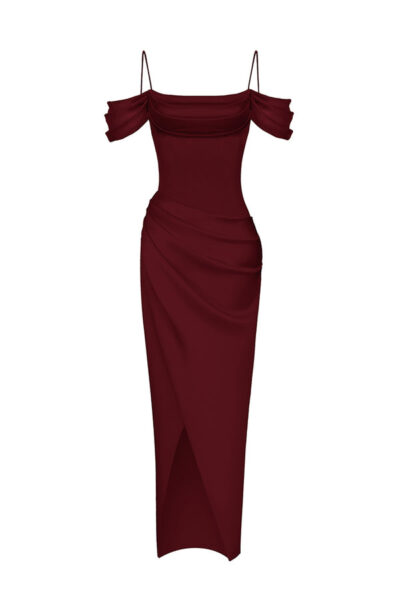 Rasario Velvet Maxi Dress With A Side Slit