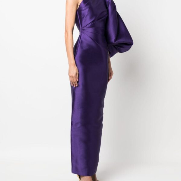 Solace London Purple Aurelia single-sleeve maxi dress