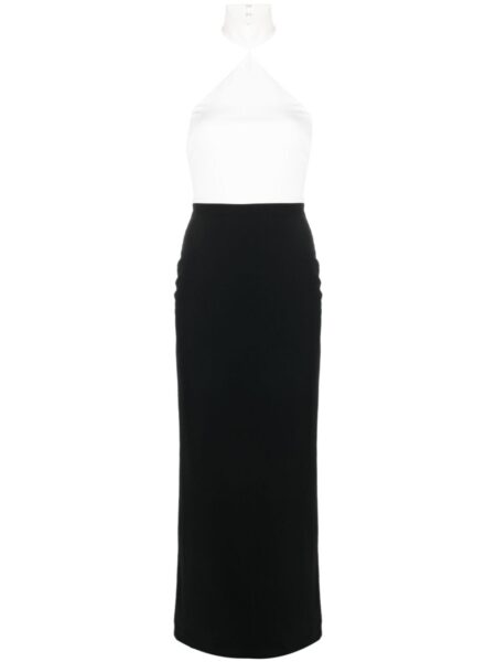 Solace London Black Blanca halterneck maxi dress