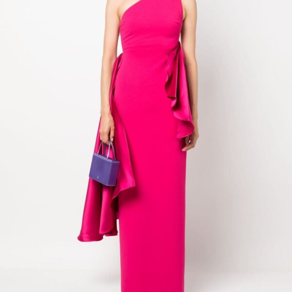 Solace London Pink Calla ruffle-detail one-shoulder dress