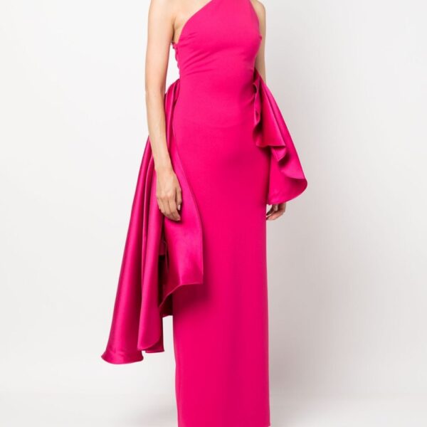 Solace London Pink Calla ruffle-detail one-shoulder dress