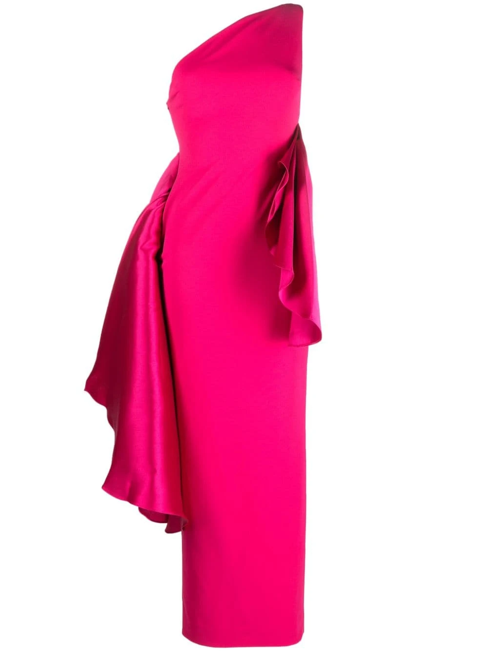 Solace-London-Calla-ruffle-detail-one-shoulder-dress Solace London Pink Calla ruffle-detail one-shoulder dress