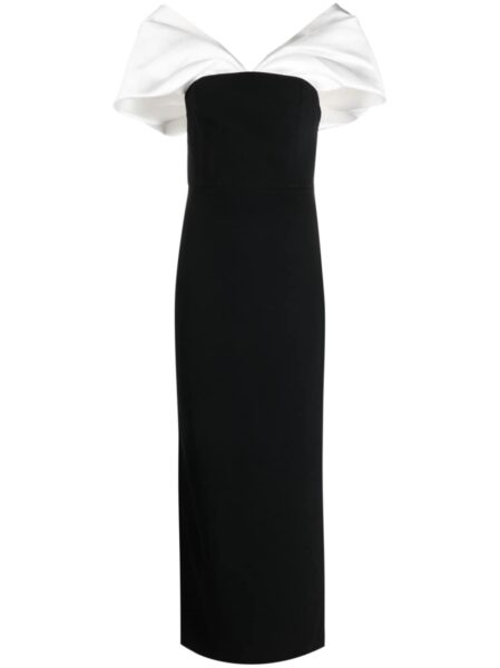 Solace London Black Dakota off-shoulder dress