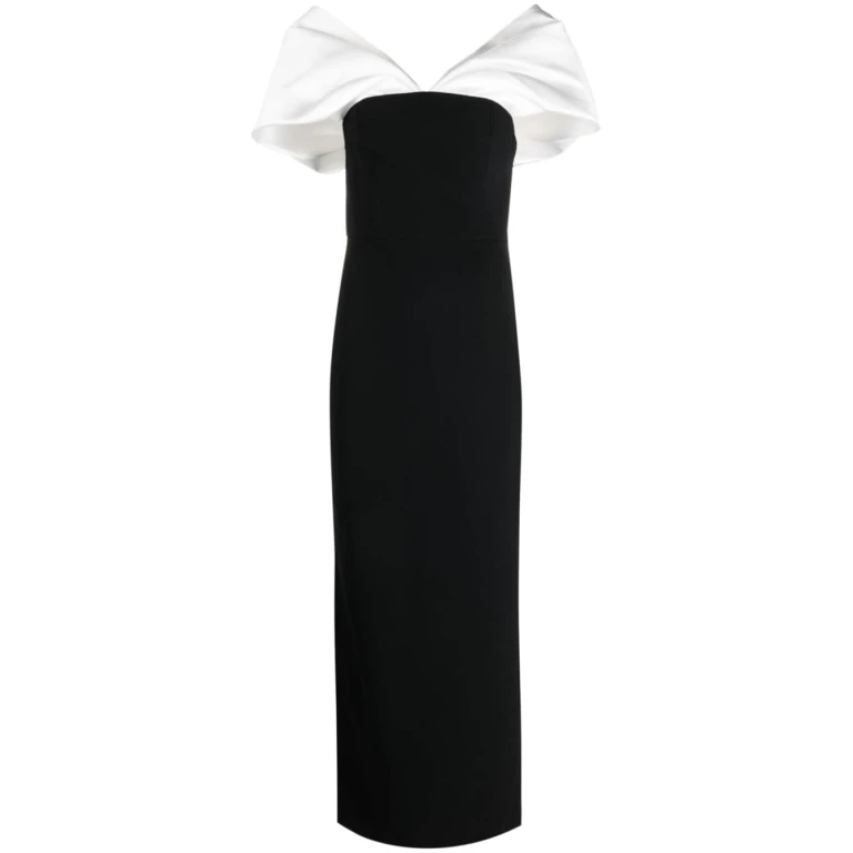 Solace London Black Dakota off-shoulder dress