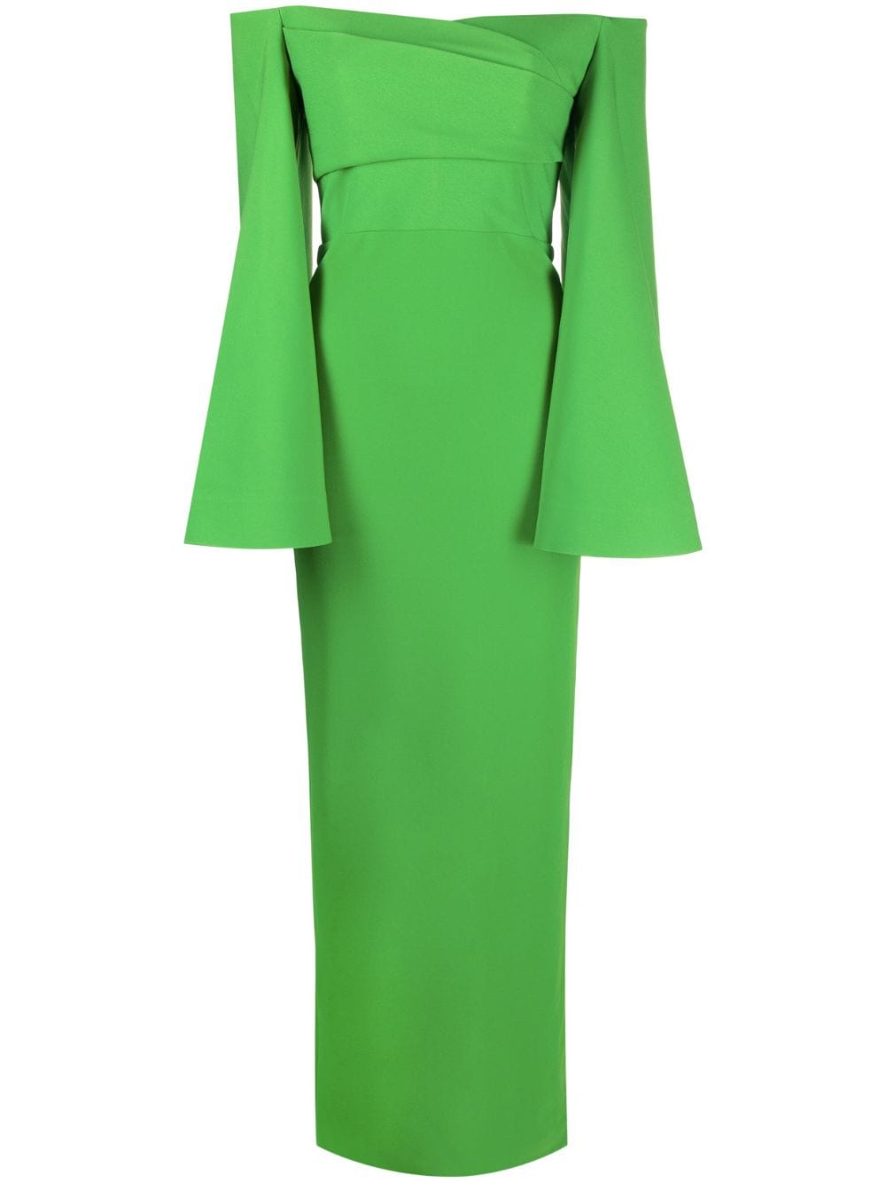 Solace London Green Eliana off-shoulder crepe gown