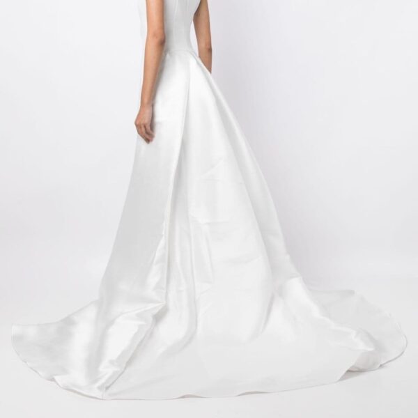 Solace London White Flor sleeveless train dress