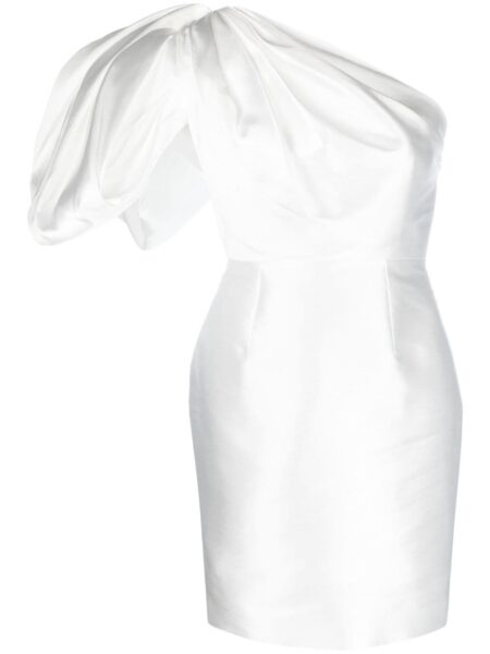 Solace London White Hayes one-shoulder puff-sleeve minidress