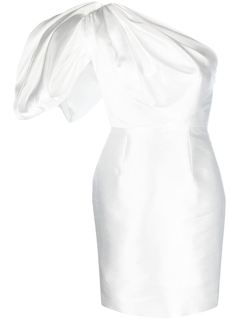 Solace London White Hayes one-shoulder puff-sleeve minidress