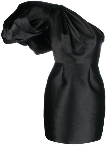 Solace London Black Hayes puff-sleeve mini dress