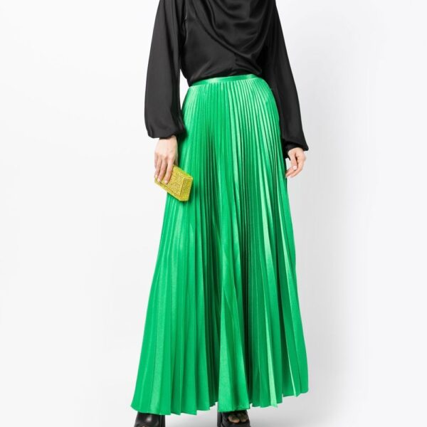 Solace London Green Henley pleated maxi skirt