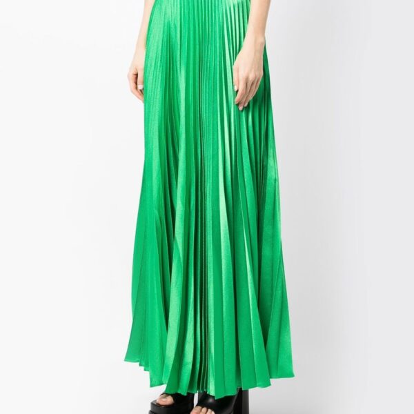 Solace London Green Henley pleated maxi skirt