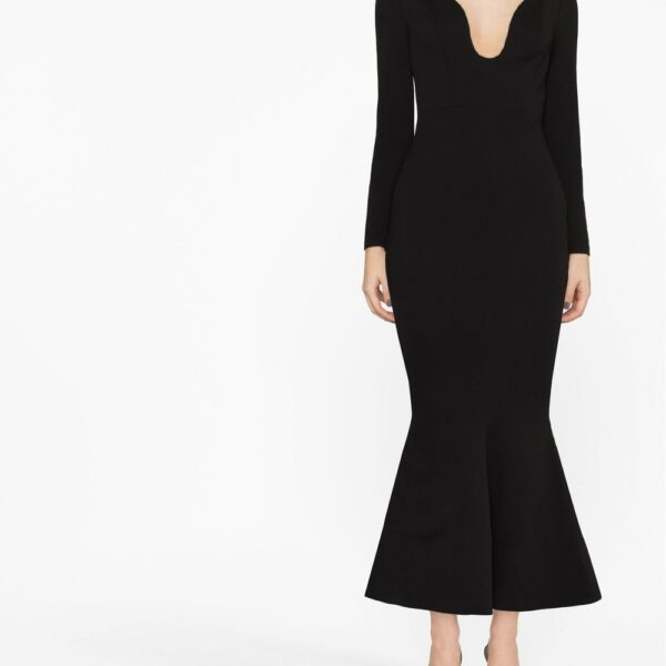 Solace London Black Isa off-shoulder midi dress
