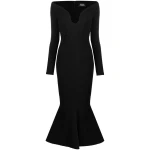 Solace-London-Isa-off-shoulder-midi-dress Solace London Black Isa off-shoulder midi dress