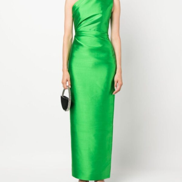 Solace London Green Kira one-shoulder maxi dress