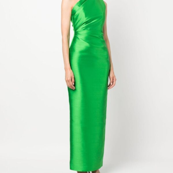Solace London Green Kira one-shoulder maxi dress