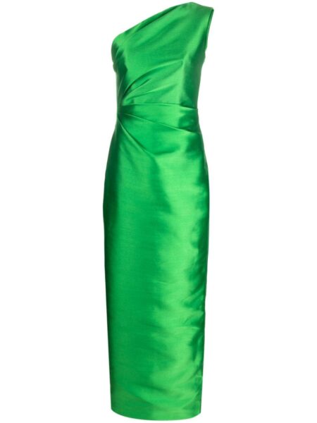 Solace London Green Kira one-shoulder maxi dress