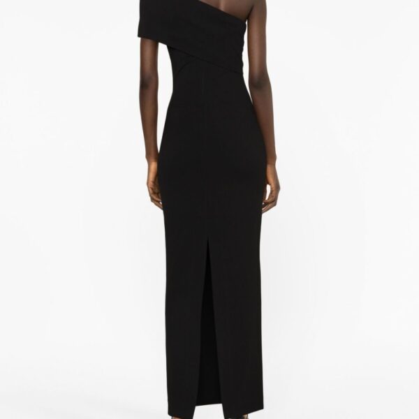 Solace London Black Lana one-shoulder maxi dress