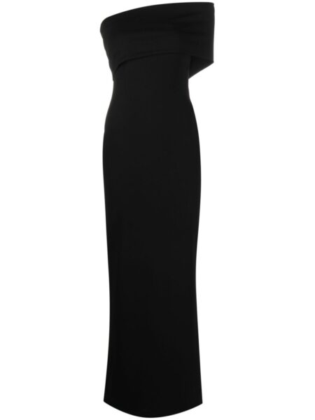 Solace London Black Lana one-shoulder maxi dress