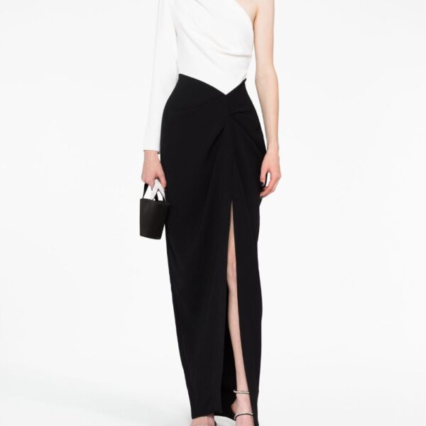 Solace London Black Lily one-shoulder maxi dress