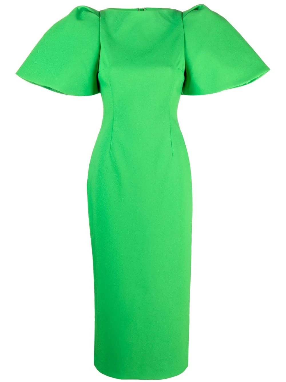 Solace-London-Lora-puff-sleeve-midi-dress Solace London Green Lora puff-sleeve midi dress