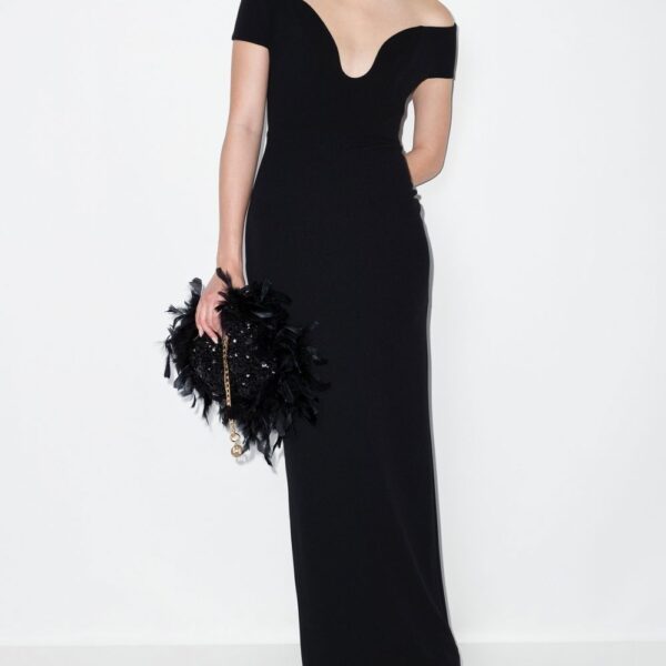 Solace London Black Marlowe off-shoulder dress