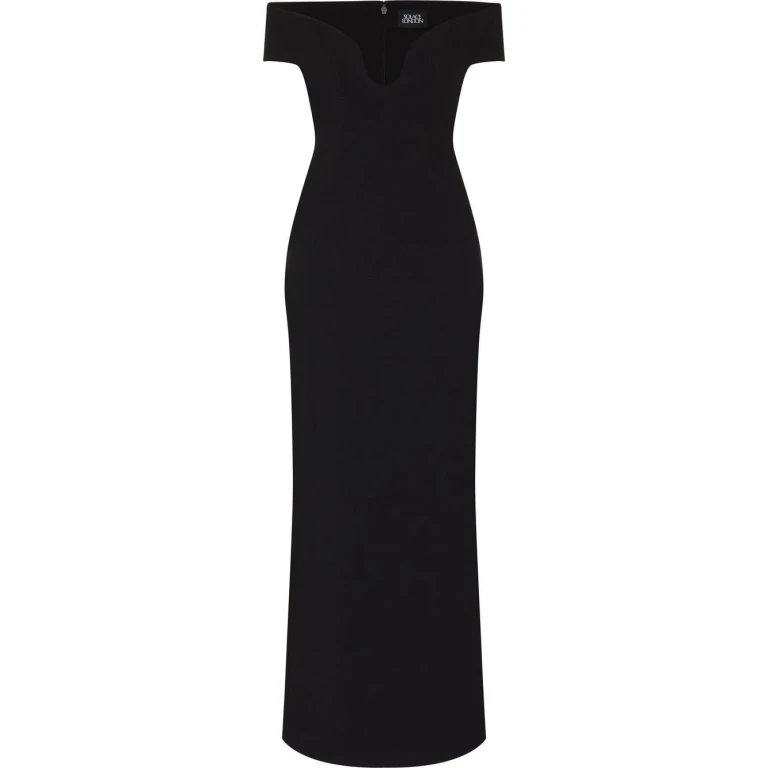 Solace London Black Marlowe off-shoulder dress