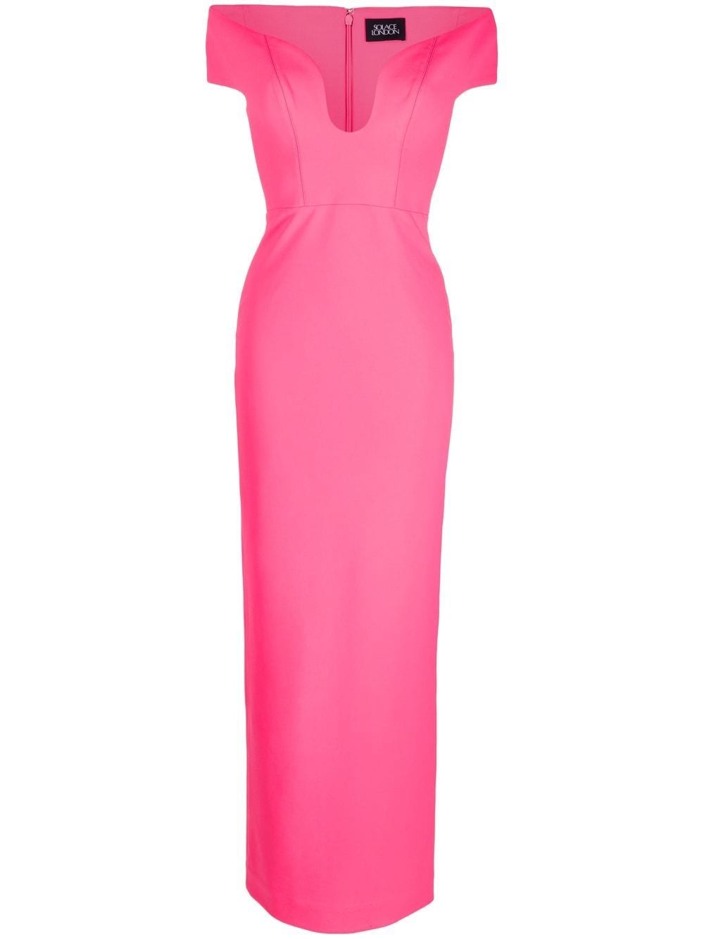 Solace London Pink Marlowe off-shoulder gown
