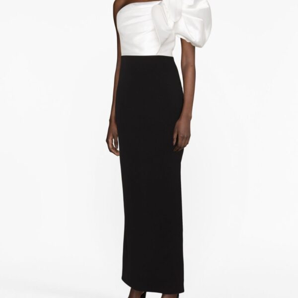 Solace London Black Selia one-shoulder maxi dress