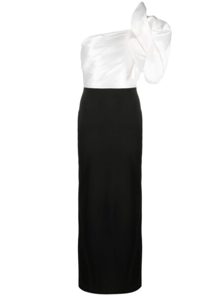 Solace London Black Selia one-shoulder maxi dress