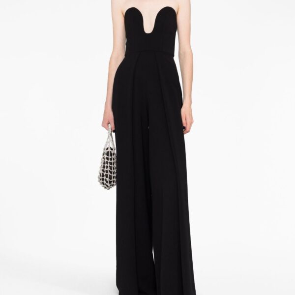 Solace London Black The Anelli wide-leg crêpe jumpsuit