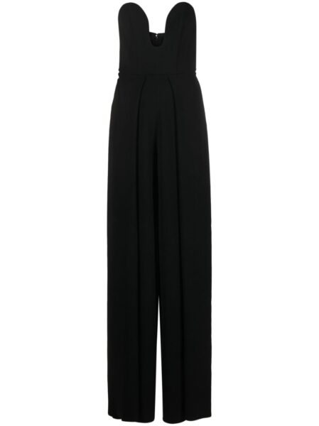 Solace London Black The Anelli wide-leg crêpe jumpsuit