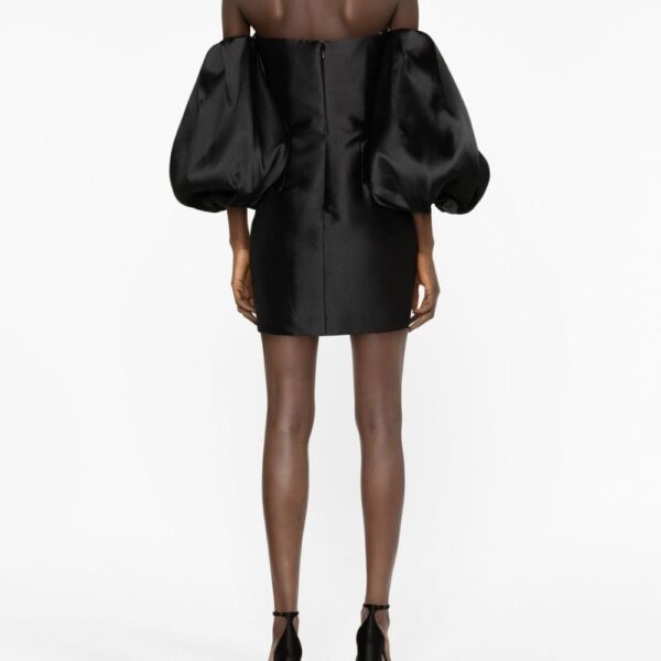 Solace London Black The Bella puff-sleeve minidress