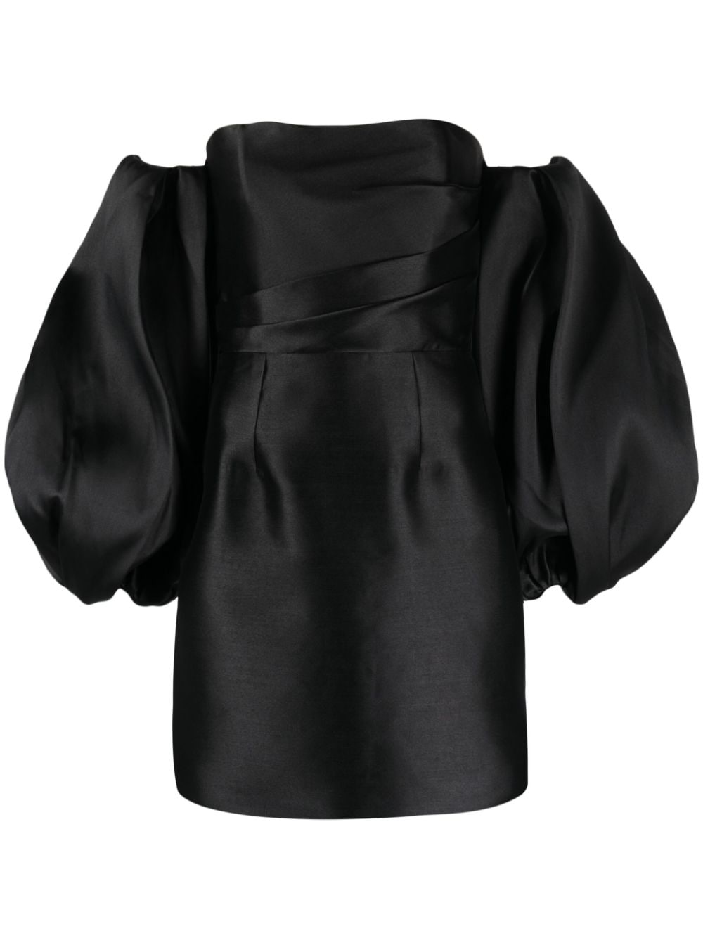 Solace London Black The Bella puff-sleeve minidress