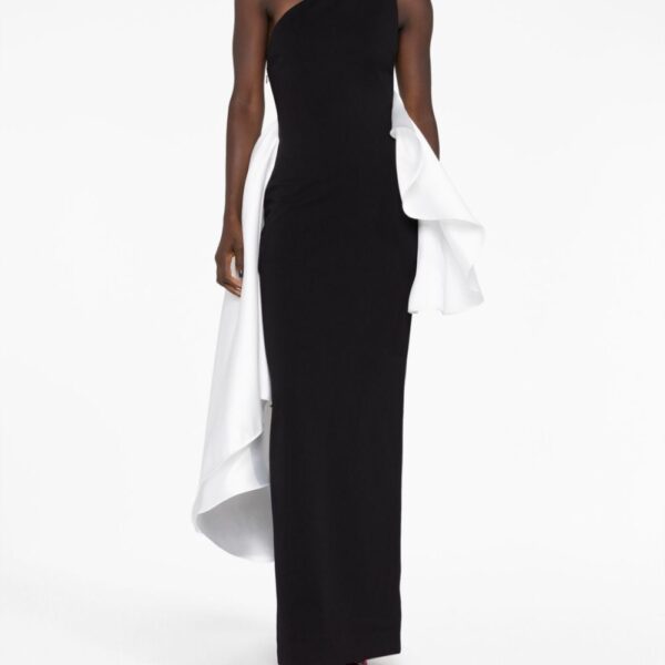Solace London Black The Calla one-shoulder dress