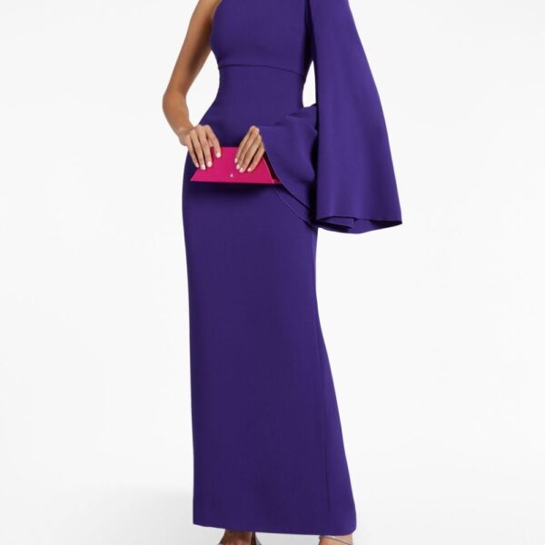 Solace London Purple The Elisa one-shoulder long dress