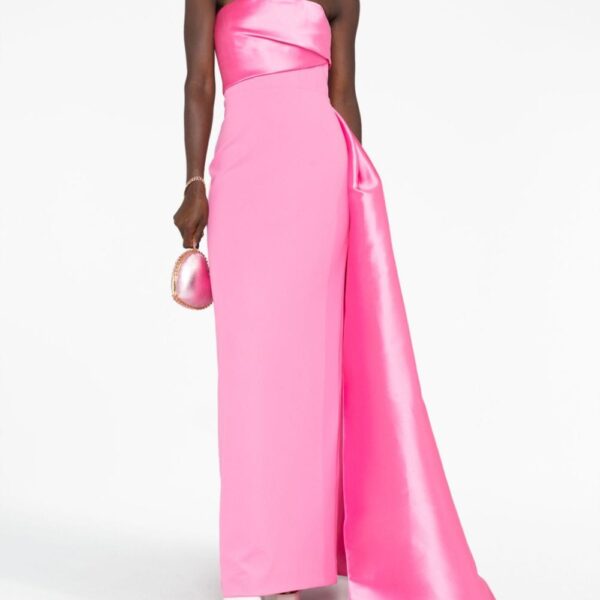 Solace London Pink The Kinsley strapless draped gown