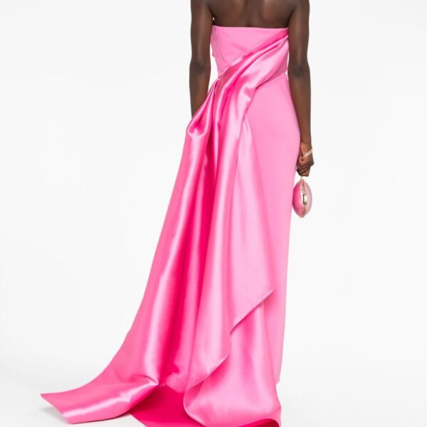 Solace London Pink The Kinsley strapless draped gown