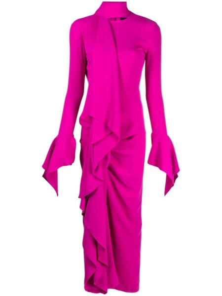 Solace London Pink The Nella ruffled maxi dress