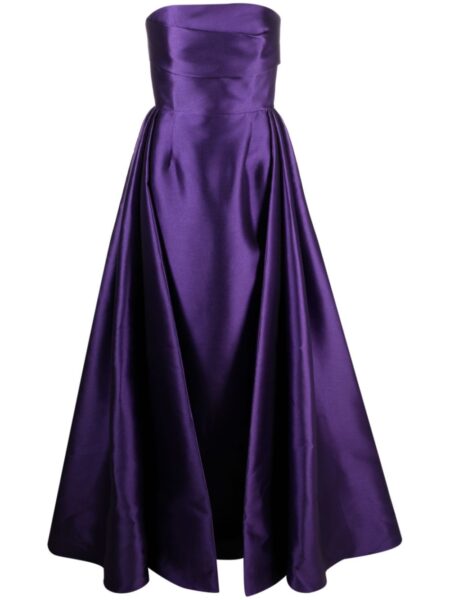 Solace London Purple The Tiffany strapless faille maxi dress