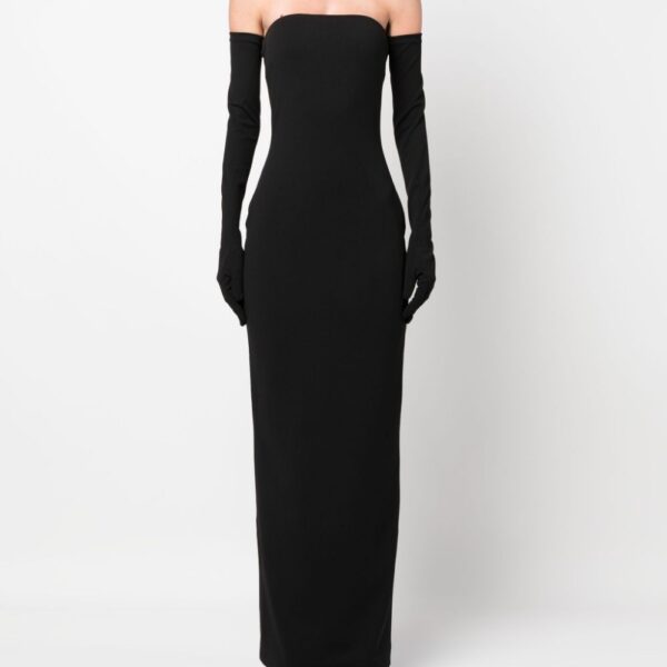 Solace London Black The Tullia strapless gown