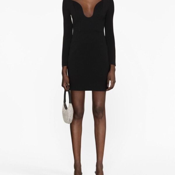 Solace London Black The Uma off-shoulder minidress