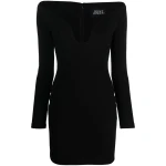 Solace London Black The Uma off-shoulder minidress