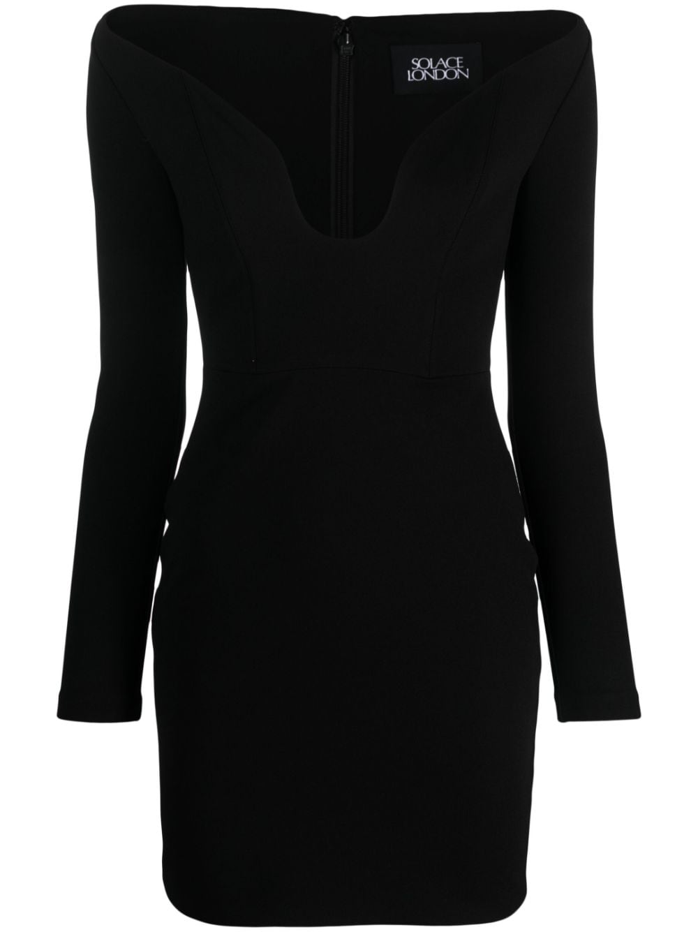 Solace London Black The Uma off-shoulder minidress