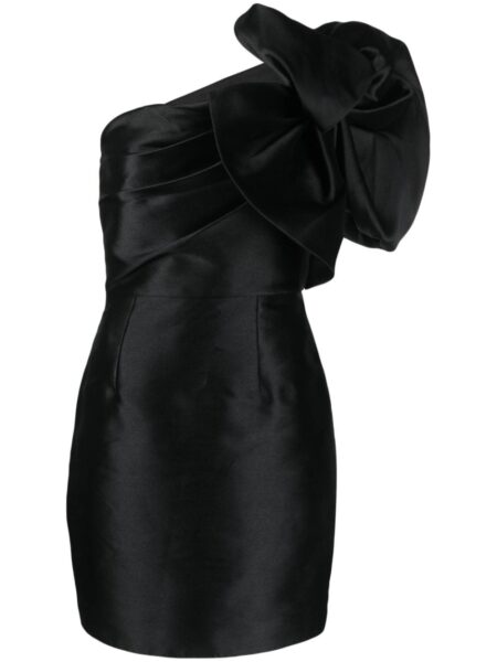 Solace London Black Tianah one-shoulder minidress