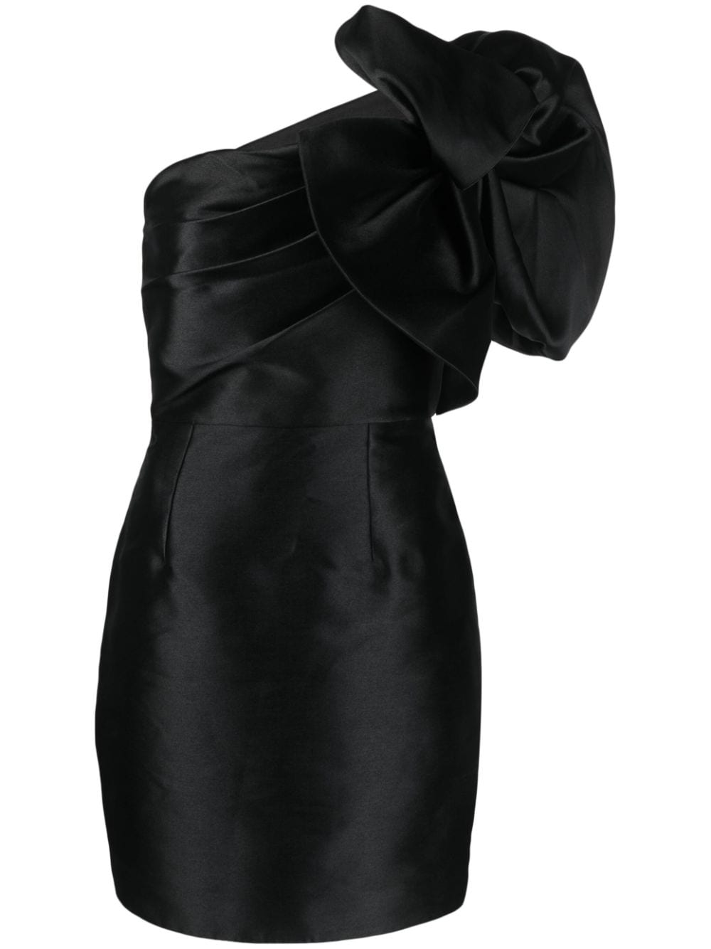 Solace London Black Tianah one-shoulder minidress