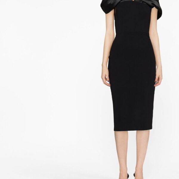Solace London Black Wrenley off-shoulder midi dress