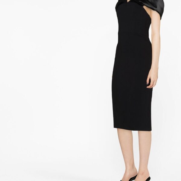 Solace London Black Wrenley off-shoulder midi dress